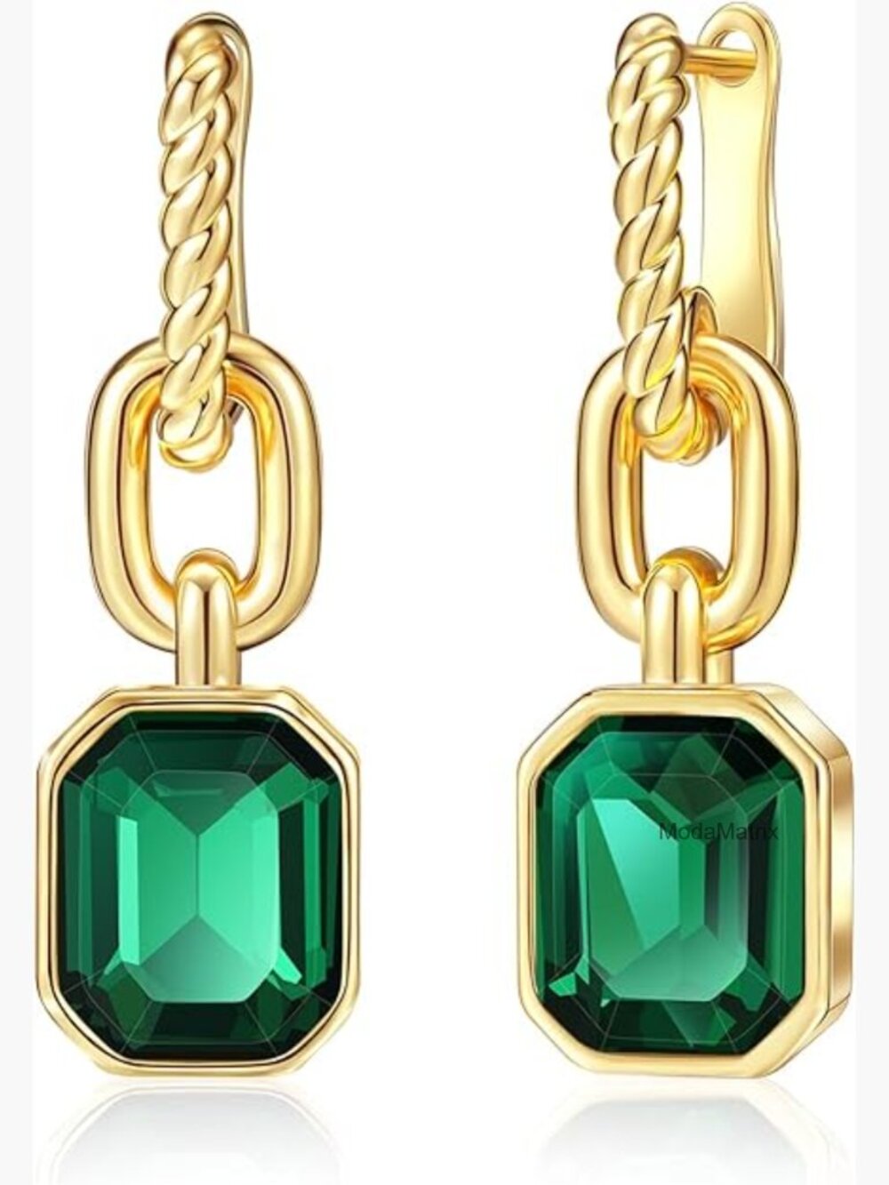 18K Gold Plated Crystal Hoop Earrings Trendy Dangle Hypoallergenic Jewelry Gift